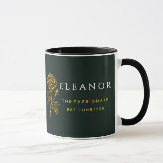 Gold-Geburtsblumen-Tasse mit individuellem Namen - Tasse