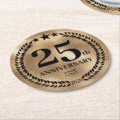 Gold-Gedenklogo zum 25. Jubiläum Runder Pappuntersetzer (Angewinkelt)