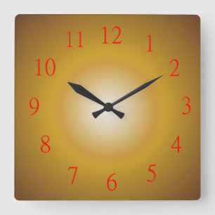 Gold gefärbt mit roten Zahlen> Wall-Uhr Quadratische Wanduhr