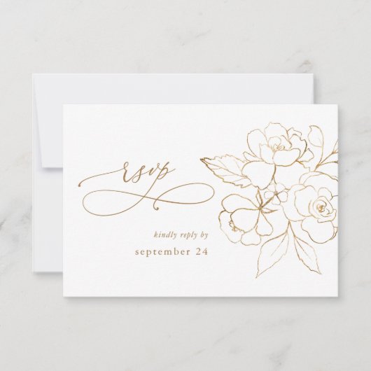Gold geflochtene Blütenblätter auf UAWG RSVP Karte (Vorderseite)