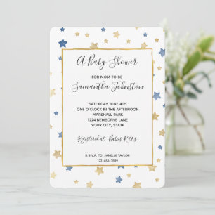 Gold Gelb Blaue Sterne Baby Shower Einladung