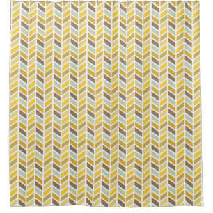 Gold, Gelb, Brown-Fischgrätenmuster-Muster-Entwur Duschvorhang