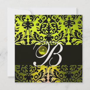 GOLD GELB SCHWARZ DAMASK MONOGRAM TOPAZ EINLADUNG