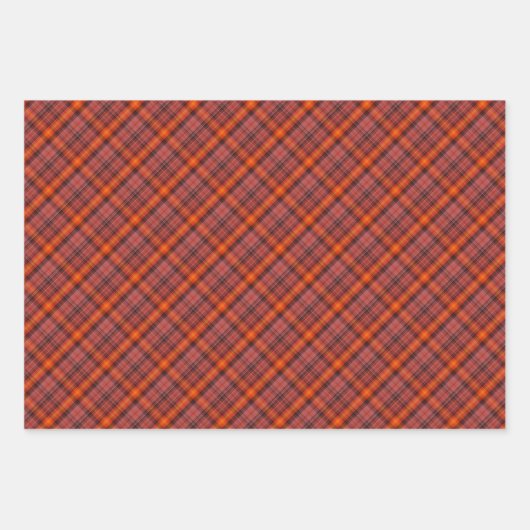 GOLD-GELBE-KARIERTE SCHIEFEN AUS ROTEM ORANGE GESCHENKPAPIER SET (Vorderseite)