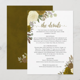 Gold & Gelbe Rosen Rustikales Boho Hochzeitsdetail Begleitkarte