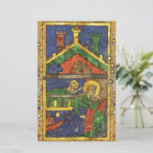GOLD GELBLOW FLORAL, NATIVITY CHRISTMAS PARCHMENT BRIEFPAPIER (Stehend Vorderseite)