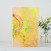 GOLD GELBORANGE ABSTRAKTE WELLEN, BLUMENWIRBEL BRIEFPAPIER (Stehend Vorderseite)
