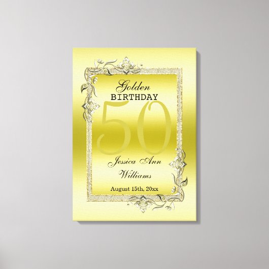 Gold Gem & Glitter 50th Golden Birthday Leinwanddruck (Vorderseite)