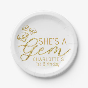 Gold Gem She is Gem Birthday Paper Teller