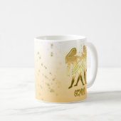 Gold Gemini Astrologie Horoskop Zodiac Sign Kaffeetasse (VorderseiteRechts)