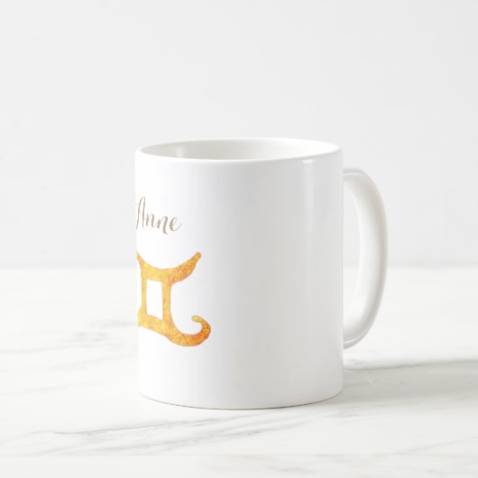 Gold Gemini Astrologie Kaffeetasse (VorderseiteRechts)