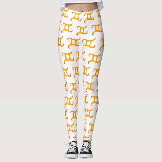 Gold Gemini Astrologie Leggings (Vorderseite)