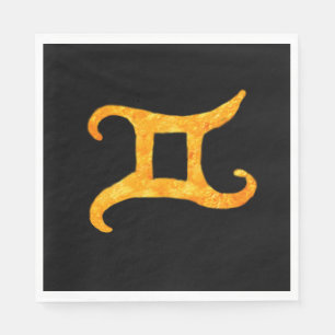 Gold Gemini Astrologie Schild Custom Serviette