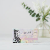 Gold Gemstone Braider Stylist Business Card Visitenkarte (Stehend Vorderseite)