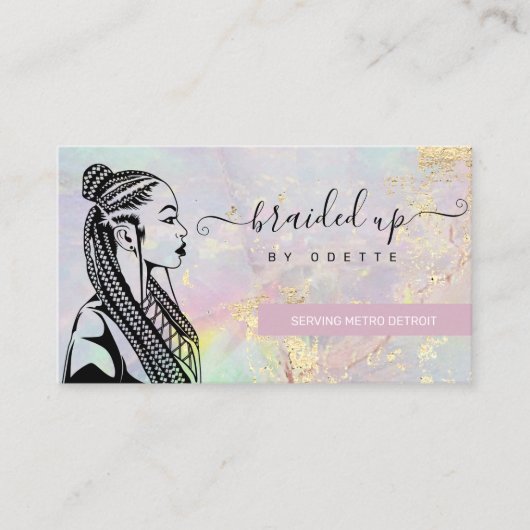 Gold Gemstone Braider Stylist Business Card Visitenkarte (Vorderseite)