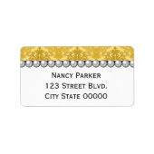Gold Gemustert und Perlen Adressaufkleber (Vorne)