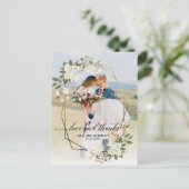 Gold Geo Frame Magnolia Foto Hochzeit Vielen Dank Postkarte (Stehend Vorderseite)