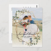 Gold Geo Frame Magnolia Foto Hochzeit Vielen Dank Postkarte (Vorne/Hinten)