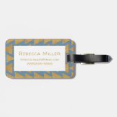 Gold Geo-Schritt-| im Freien u. blaues Muster Gepäckanhänger (Rückseite horizontal)