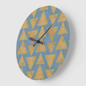 Gold Geo-Schritt-| im Freien u. blaues Muster Große Wanduhr (Winkel)