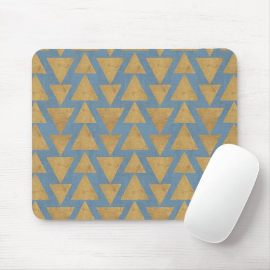 Gold Geo-Schritt-| im Freien u. blaues Muster Mousepad (Mit Mouse)