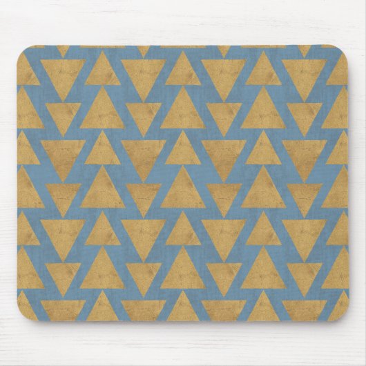 Gold Geo-Schritt-| im Freien u. blaues Muster Mousepad (Vorne)