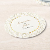 Gold Geometric Art Deco Pattern Wedding Runder Pappuntersetzer (Angewinkelt)