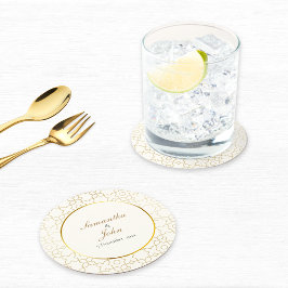 Gold Geometric Art Deco Pattern Wedding Runder Pappuntersetzer