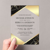 Gold Geometric Black Marble Wedding Acryleinladungen (Insitu (Handheld))