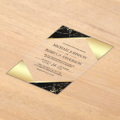 Gold Geometric Black Marble Wedding Acryleinladungen (Ablage )