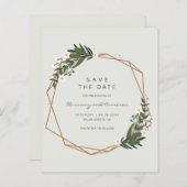 Gold Geometric Boho Budget Wedding Save the Date (Vorne/Hinten)