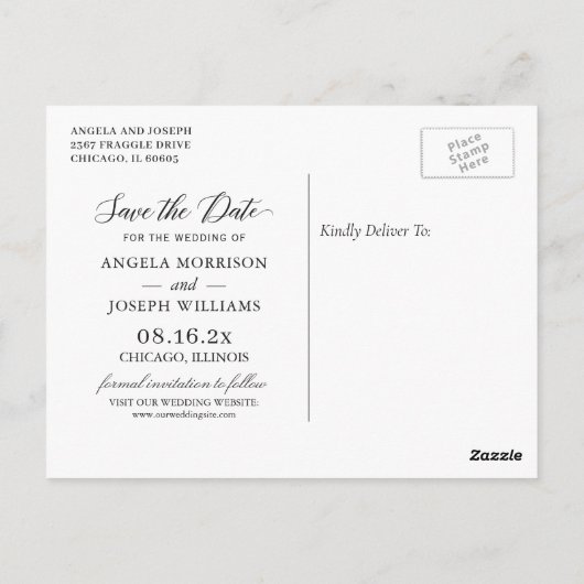 Gold Geometric Burgundy Navy Floral Save the Date Postkarte (Rückseite)