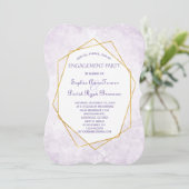 Gold Geometric Diamond Lavender Engagement Party Einladung (Stehend Vorderseite)