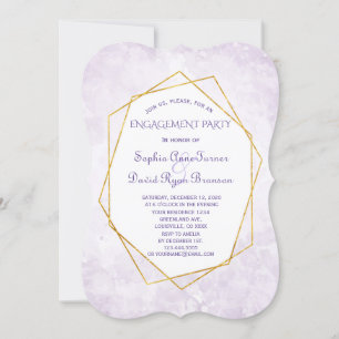 Gold Geometric Diamond Lavender Engagement Party Einladung