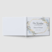 Gold Geometric Dusty Blue Florals Wedding Gästebuch (Voll)