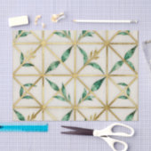 Gold Geometric Emerald Leaf Luxury Pattern Seidenpapier (Handwerk)