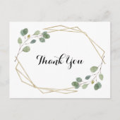 Gold Geometric Eukalyptus Calligraphy Vielen Dank Postkarte (Vorderseite)