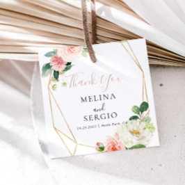 Gold Geometric Fall Blume Hochzeitsdanken Geschenkanhänger