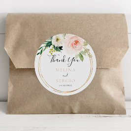 Gold Geometric Fall Blume Hochzeitsdanken Runder Aufkleber