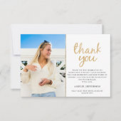 Gold Geometric Foto Abschluss Danke Karte (Vorderseite)