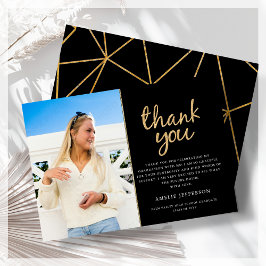 Gold Geometric Foto Abschluss Danke Karte