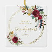 Gold Geometric Foto von Grandeltern First Christma Keramikornament (Vorderseite)
