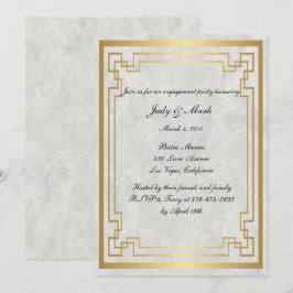 Gold Geometric Marble Wedding Engagement Party Einladung