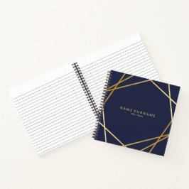 Gold Geometric Midnight Blue 8.5" Spiral NoteBook Notizblock