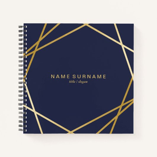 Gold Geometric Midnight Blue 8.5" Spiral NoteBook Notizblock (Vorderseite)
