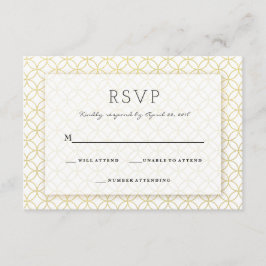 Gold Geometric Modern Wedding RSVP Card Karte