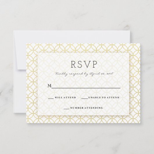 Gold Geometric Modern Wedding RSVP Card Karte (Vorderseite)