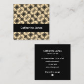 Gold geometric pattern black quadratische visitenkarte (Vorne/Hinten)