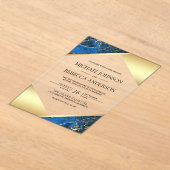 Gold Geometric Royal Blue Marble Wedding Acryleinladungen (Ablage )