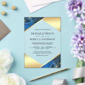 Gold Geometric Royal Blue Marble Wedding Acryleinladungen (In Situ (Hochzeit))